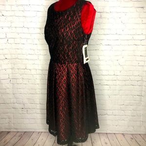 Julian Taylor Red and Black Lace Dress: 10